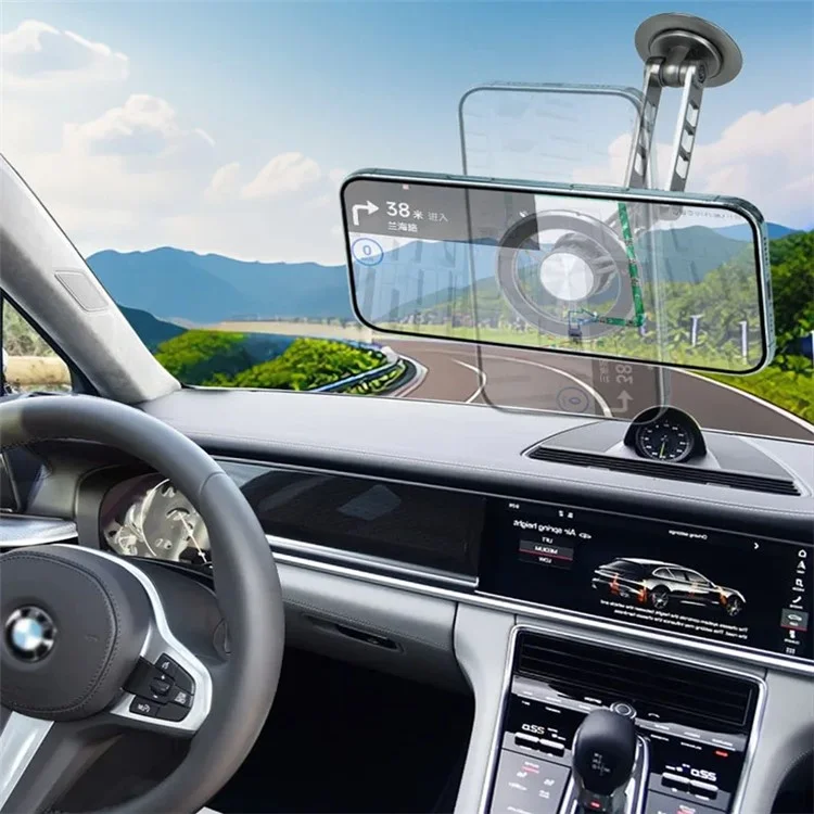 G198 Car Dashboard Windshield Magnetic Phone Holder Adjustable Robotic Arm Cellphone Stand - Grey