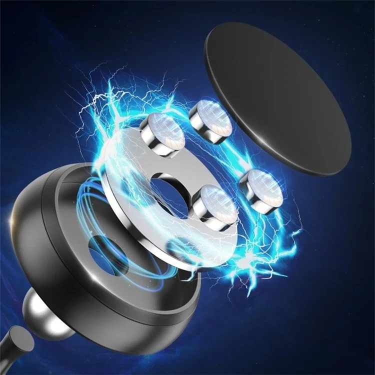 Q3 Car Dashboard Adhesive Bottom Phone Bracket Magnetic Aluminum Alloy Phone Holder for Vehicle - Чёрный