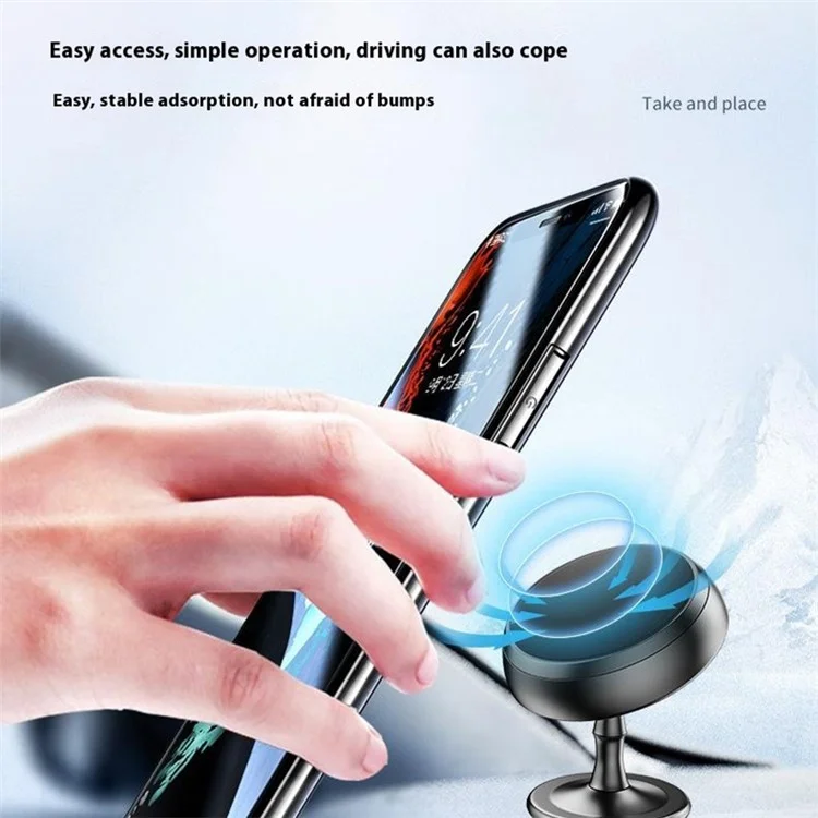 Q3 Car Dashboard Adhesive Bottom Phone Bracket Magnetic Aluminum Alloy Phone Holder for Vehicle - Чёрный