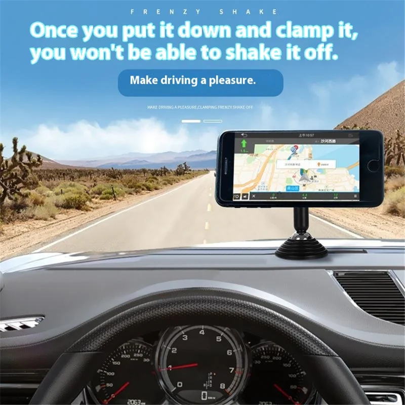 Q7 Suction Cup Bottom Phone Holder Magnetic Car Dashboard Phone Bracket for SUV Vehicle - Silver