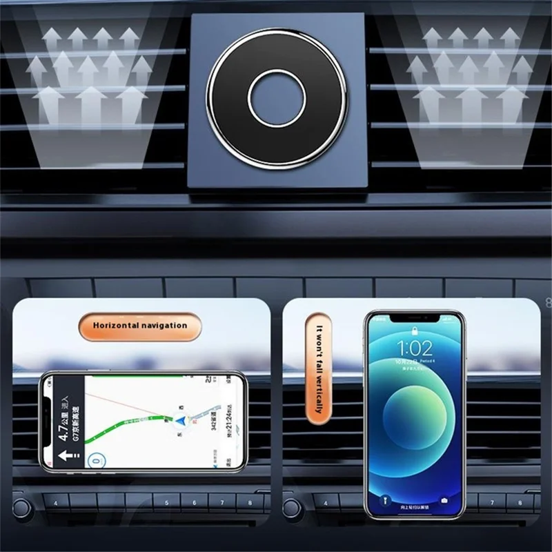 Q6 Car Dashboard Magnetic Phone Mount Ring Shape Phone Holder with Adhesive Bottom - Chrome Color