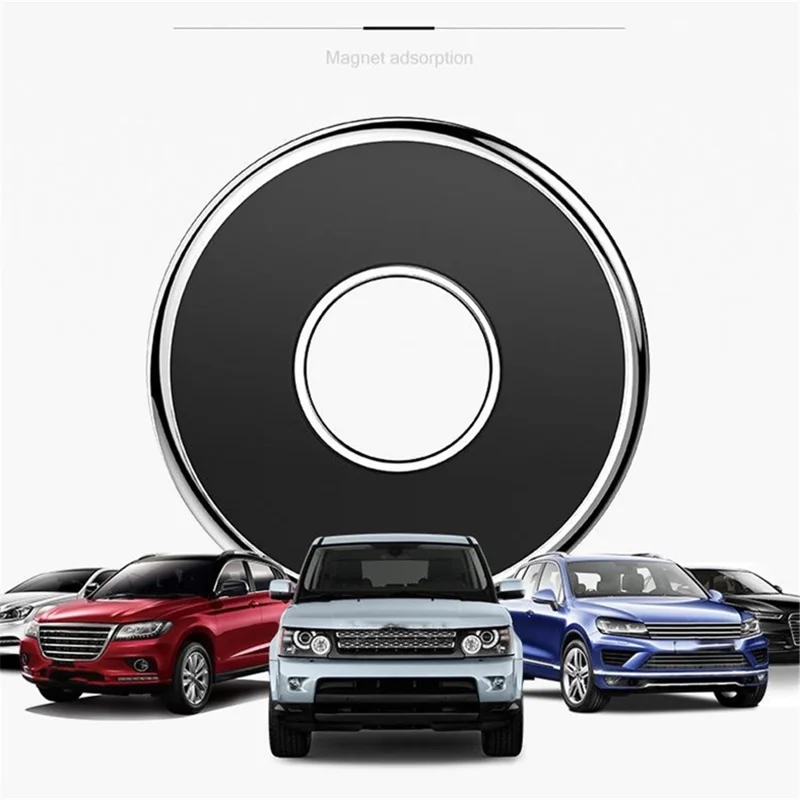 Q6 Car Dashboard Magnetic Phone Mount Ring Shape Phone Holder with Adhesive Bottom - Chrome Color
