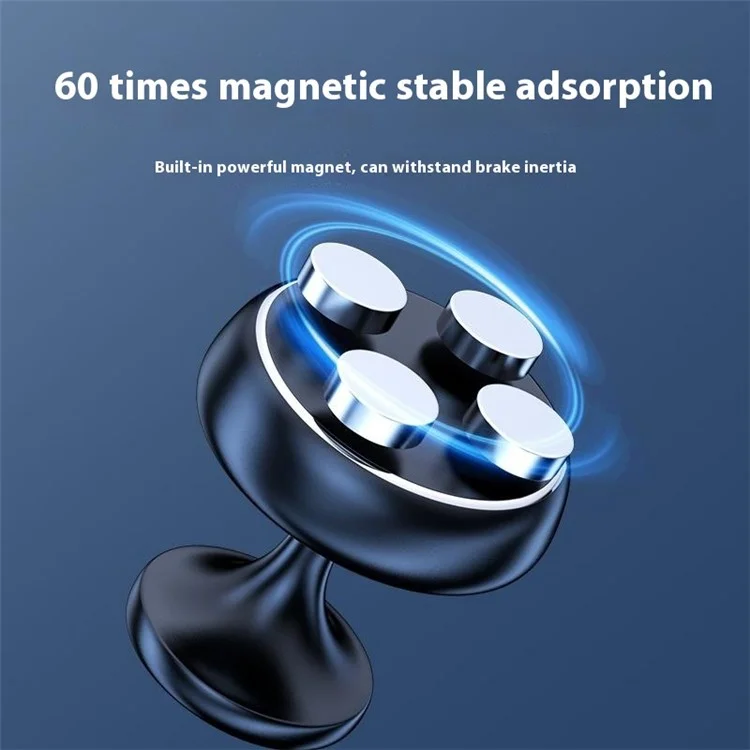 Держатель для телефона Q5 Bracket Magnetic Car Dashboard Adhesive Bottom Aluminum Alloy Phone Holder для автомобиля - Black