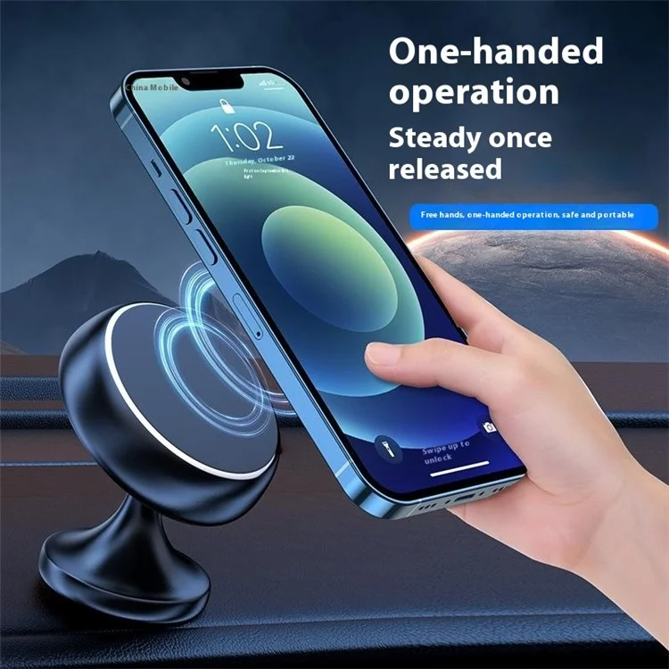 Держатель для телефона Q5 Bracket Magnetic Car Dashboard Adhesive Bottom Aluminum Alloy Phone Holder для автомобиля - Black
