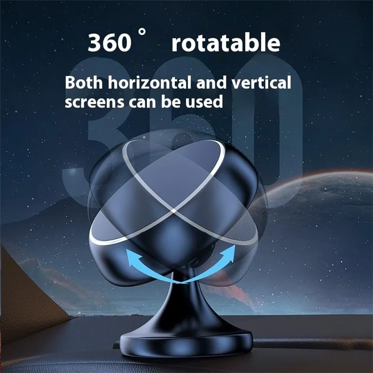 Держатель для телефона Q5 Bracket Magnetic Car Dashboard Adhesive Bottom Aluminum Alloy Phone Holder для автомобиля - Black