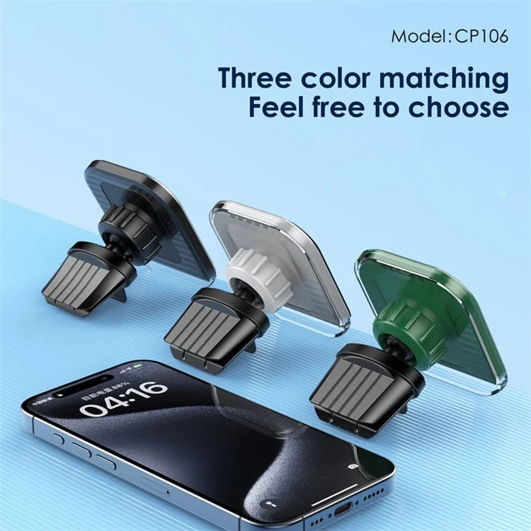 Support de téléphone magnétique pour bouche d'aération de voiture FONENG CP106 avec rotation à 360 degrés - Noir