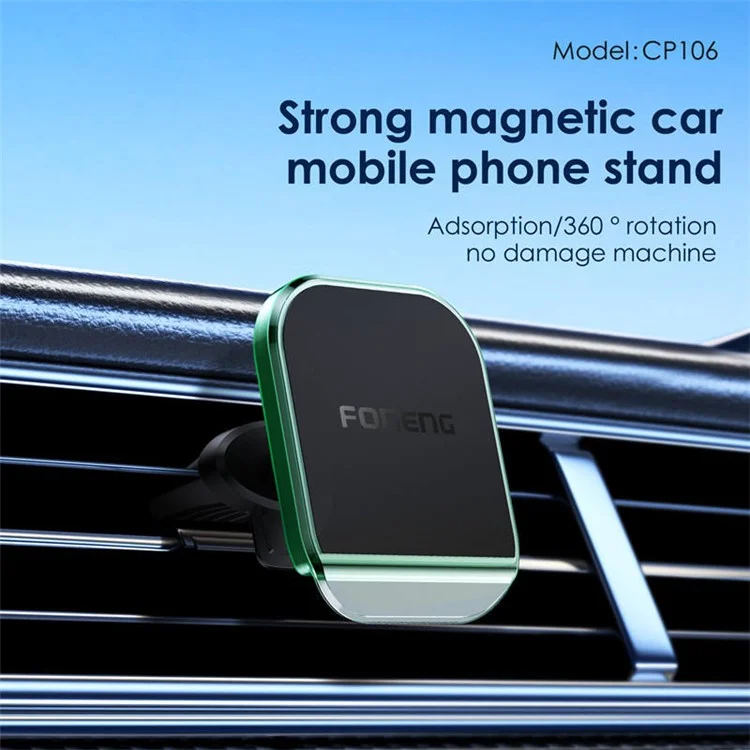 Support de téléphone magnétique pour bouche d'aération de voiture FONENG CP106 avec rotation à 360 degrés - Noir