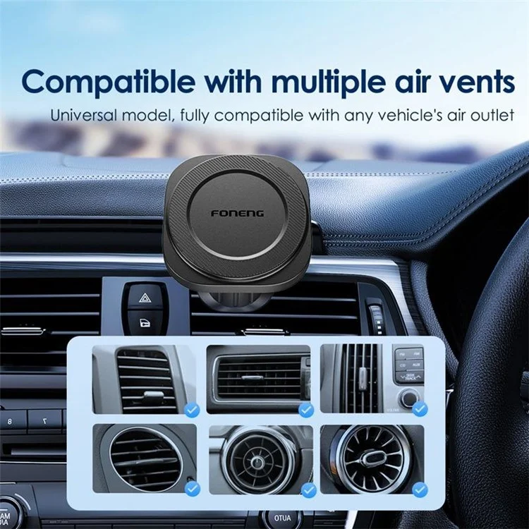 Support de téléphone de voiture FONENG CP102 à aimant avec rotation à 360 degrés