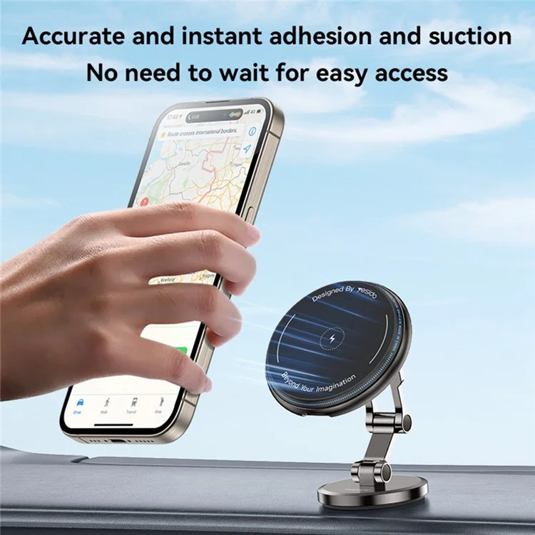 Yesido C306 15W Telefone Magnético Carregador Sem Fio Zinc Liga do Painel de Carro