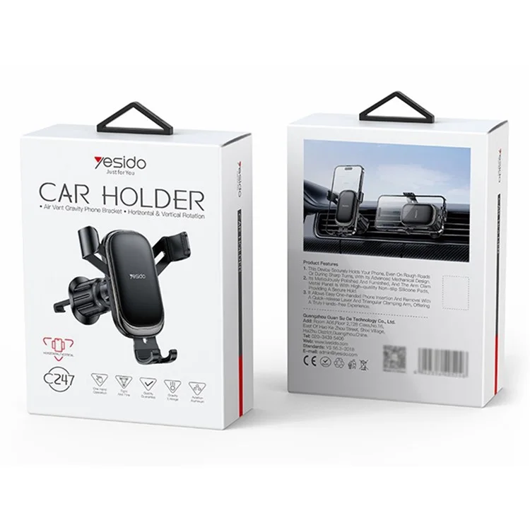 YESIDO C247 Gravity Sensing Phone Clamp Cell Phone Holder Car Air Vent Mount Bracket