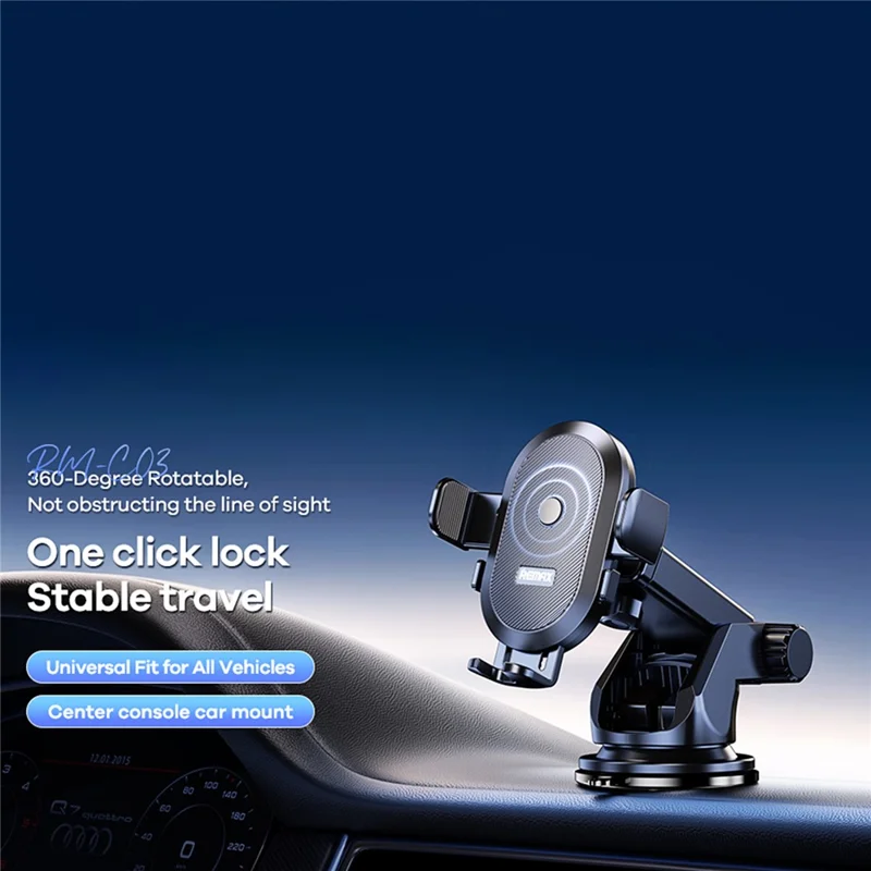 REMAX RM-C03 Dashboard Car Mount Phone Holder 360-Degree Rotation Anti-Slip Compatible with 4-6.5 Inch Phones