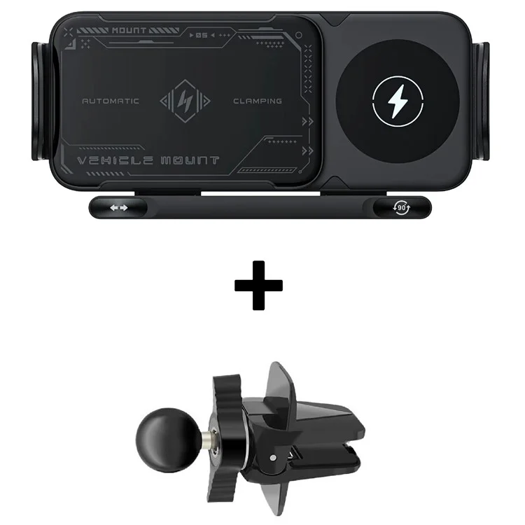 A05+X03 15W Wireless Car Charger Phone Holder Rotating Bracket + Air Vent Clip Base