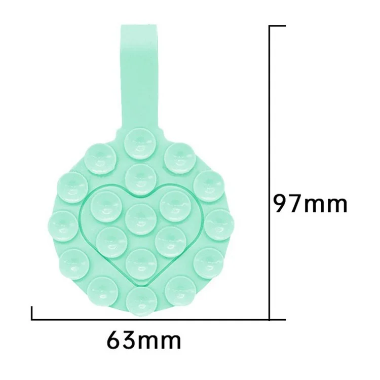 RK-X18 19 Grain Silicone Suction Cup Heart-Shaped Double-Sided Phone Holder Detachable Phone Mount - Green