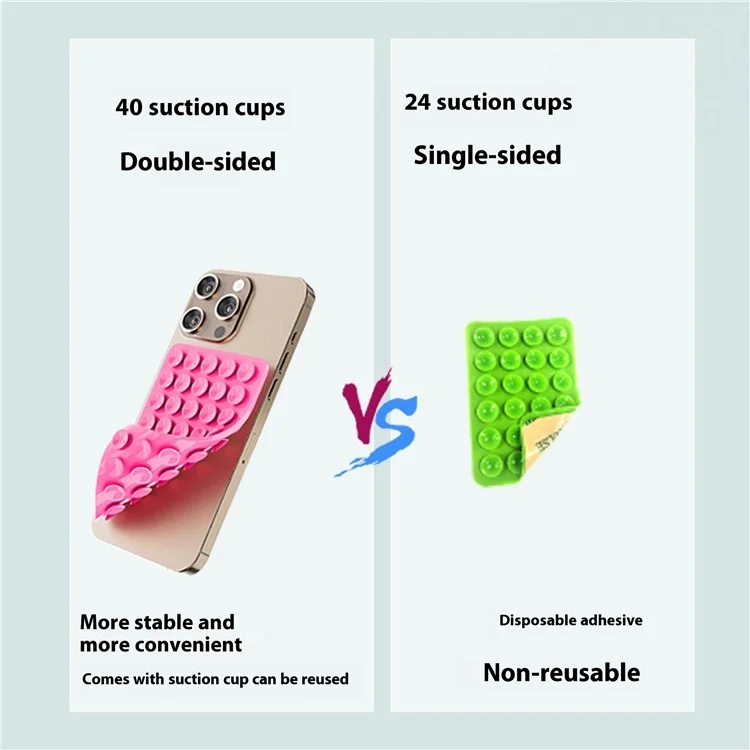 RK-X8 Noctilucent Phone Suction Mount 40 Grain Silicone Double Sided Suction Cups Phone Holder - Rose