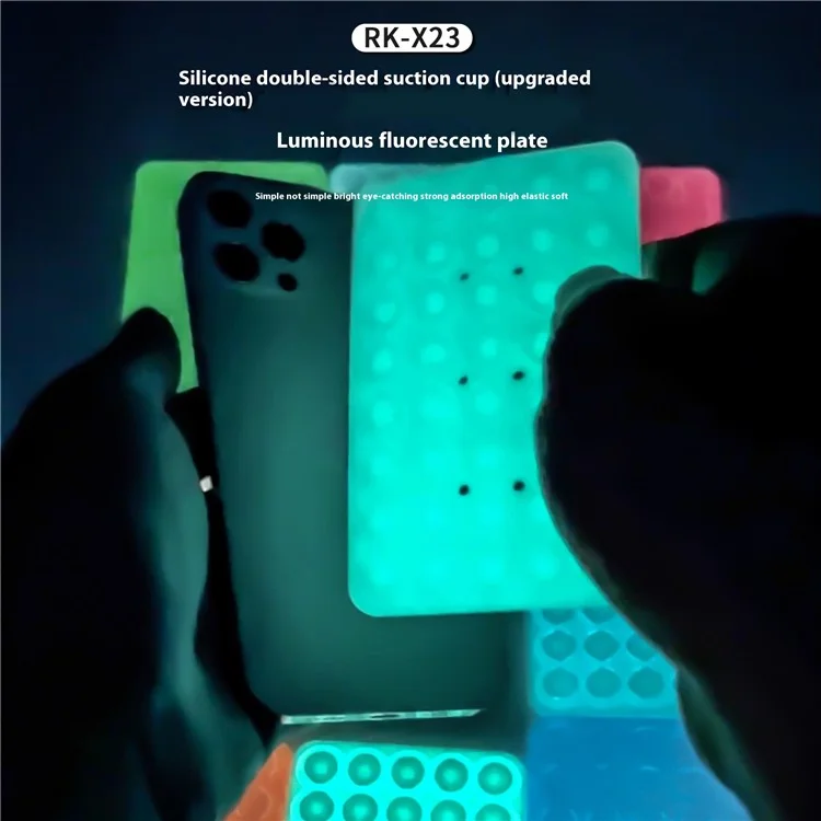 RK-X8 Noctilucent Phone Suction Mount 40 Grain Silicone Double Sided Suction Cups Phone Holder - Rose