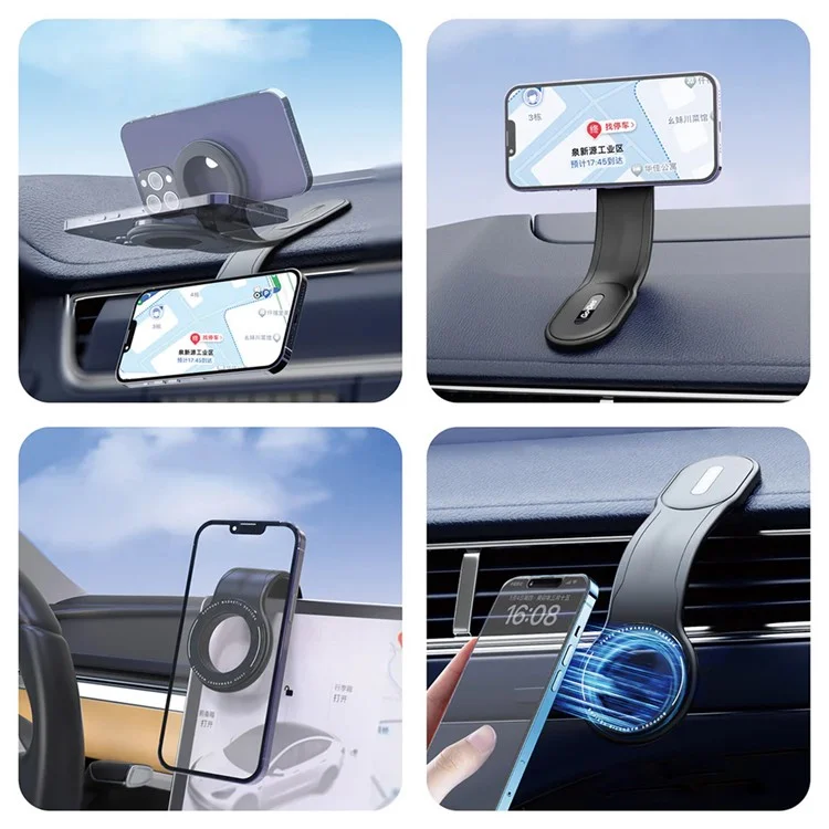 Car Dashboard Magnetic Phone Holder Foldable Rotatable Cellphone Navigation Stand - RT-201