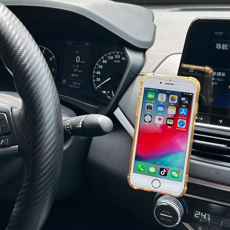 Car Phone Holder 360 Adjustable Phone Holder with Round Adhesive Patch - Air Outlet Hook Type