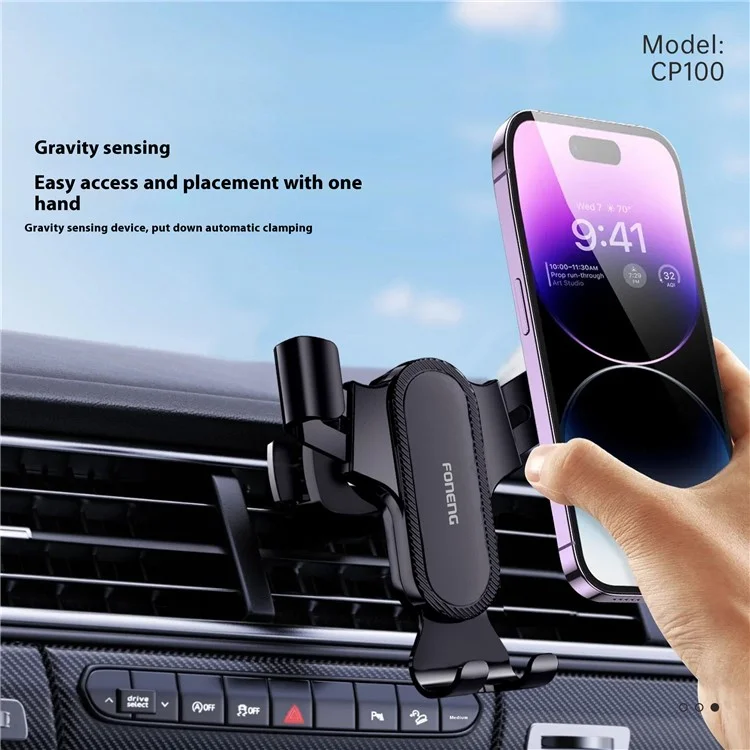 FONENG CP100 Air Vent Clip Gravity Sensors Navigationshalter Auto Mobiltelefon Mount Bracket