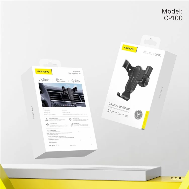 FONENG CP100 Air Vent Clip Gravity Sensors Navigationshalter Auto Mobiltelefon Mount Bracket