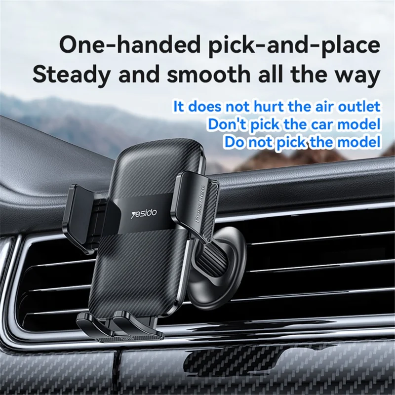YESIDO C251 Air Vent Car Phone Holder for 4.8-7.2 Inch Phones, 360-Degree Rotation