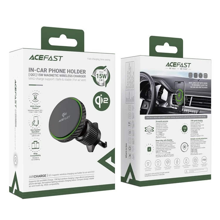 Acefast D33 Magnetic Wireless Lading Autohalter Für Air Vent (qi2 -zertifiziert)