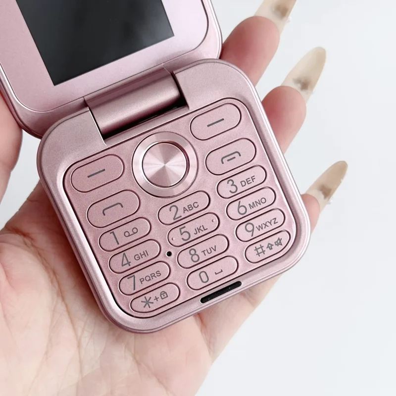 i17mini Dual SIM Mini mobiltelefon för äldre 2G 32MB+32MB Flip vikbar telefon - Lila
