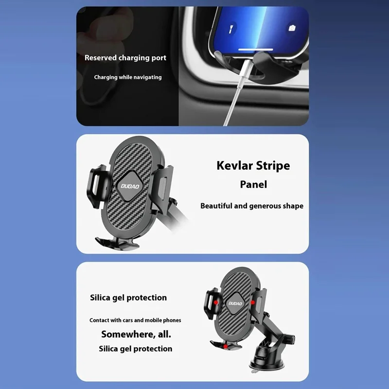 DUDAO F2s Extendable Arm Car Suction Cup Mount Mobile Phone Holder Bracket for Windshield Dashboard