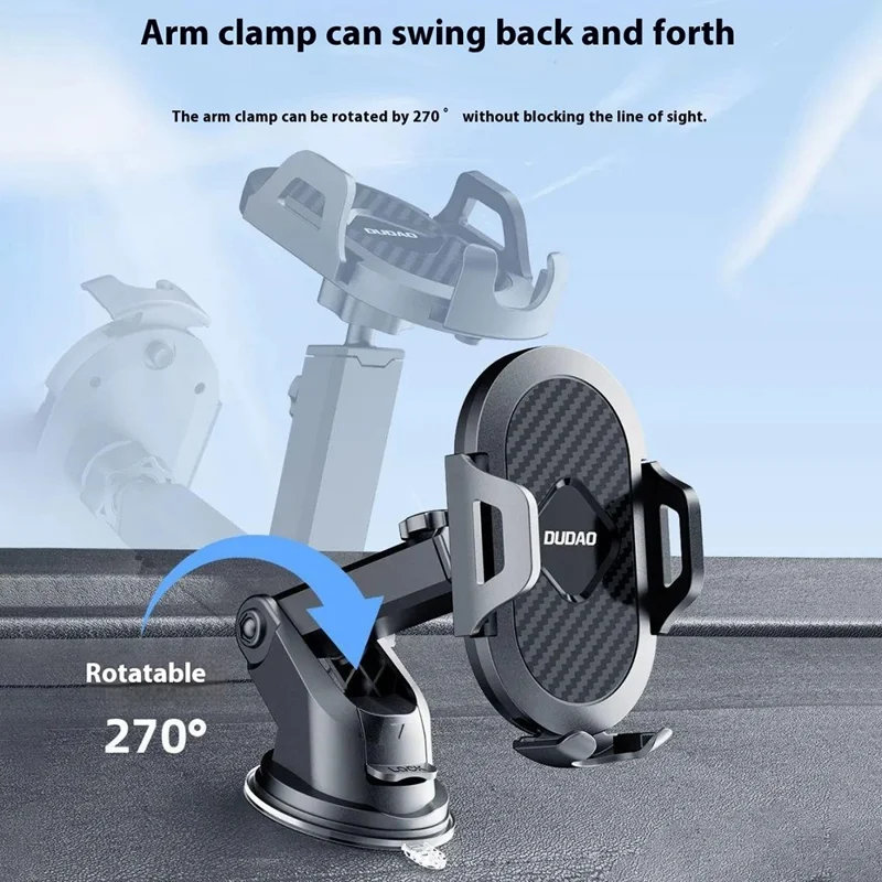 DUDAO F2s Extendable Arm Car Suction Cup Mount Mobile Phone Holder Bracket for Windshield Dashboard