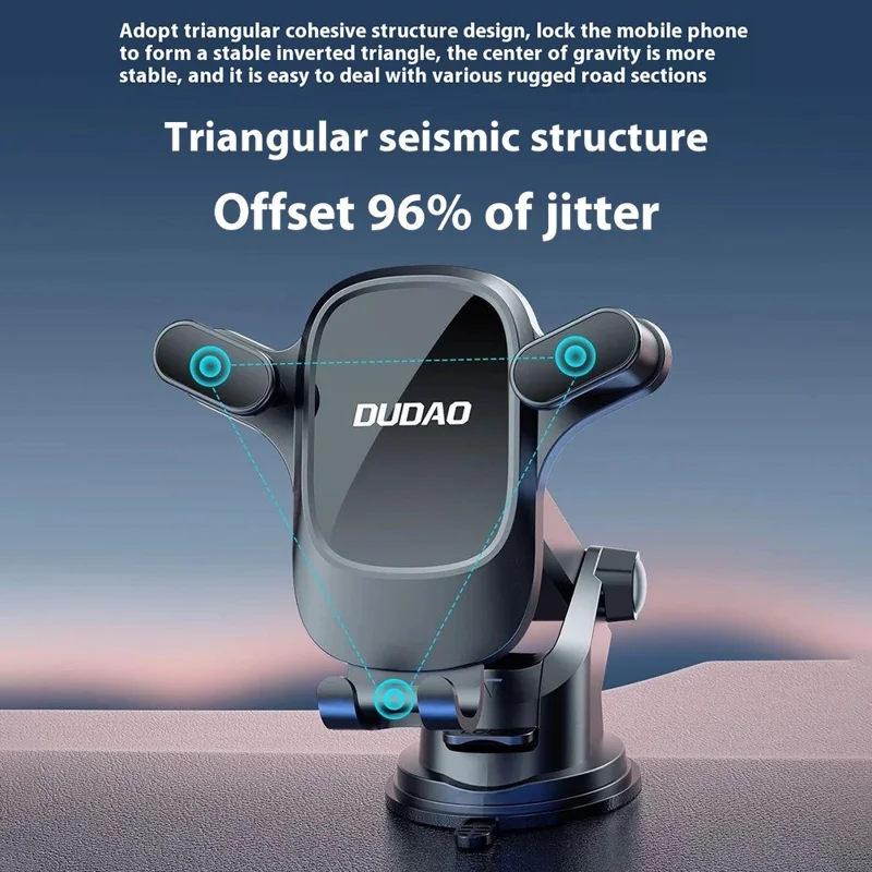 DUDAO F5Pro+ Nano Suction Cup Mount Anti-Shake Triangular Car Phone Holder Bracket