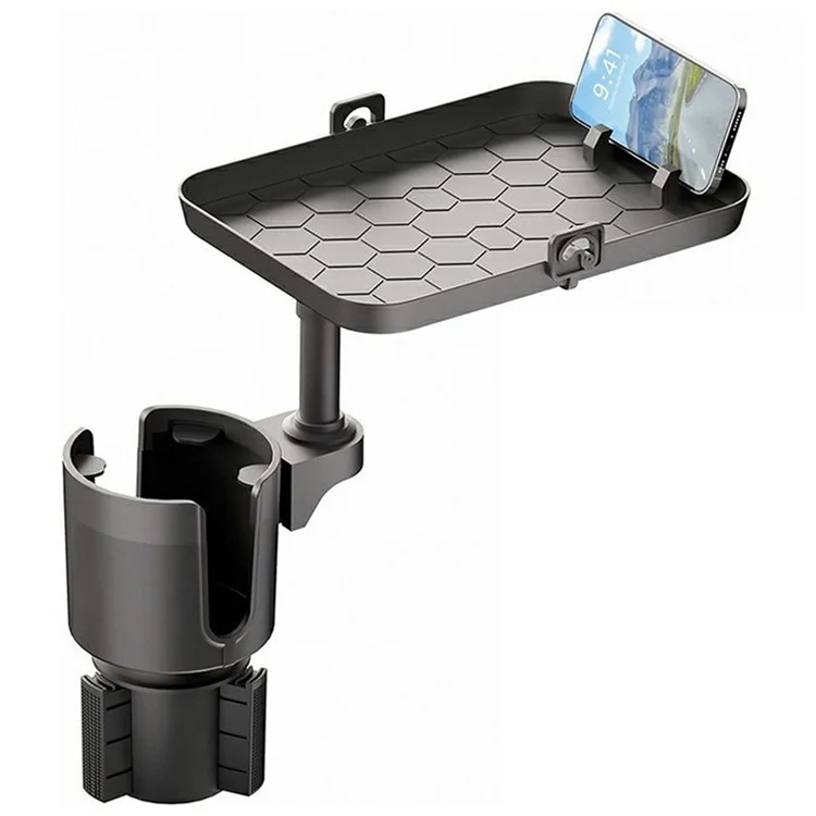 Plateau porte-gobelet multifonctionnel pour voiture avec support détachable pour téléphone et plateau à nourriture