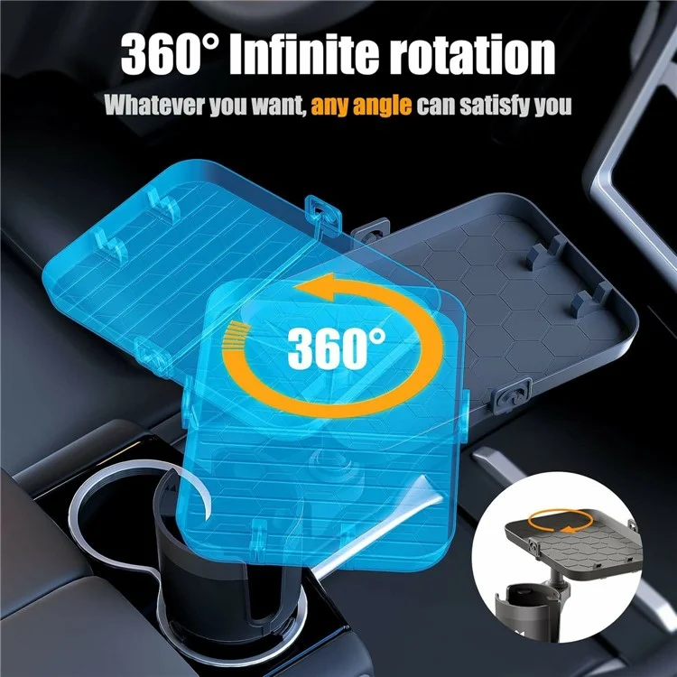 Plateau porte-gobelet multifonctionnel pour voiture avec support détachable pour téléphone et plateau à nourriture