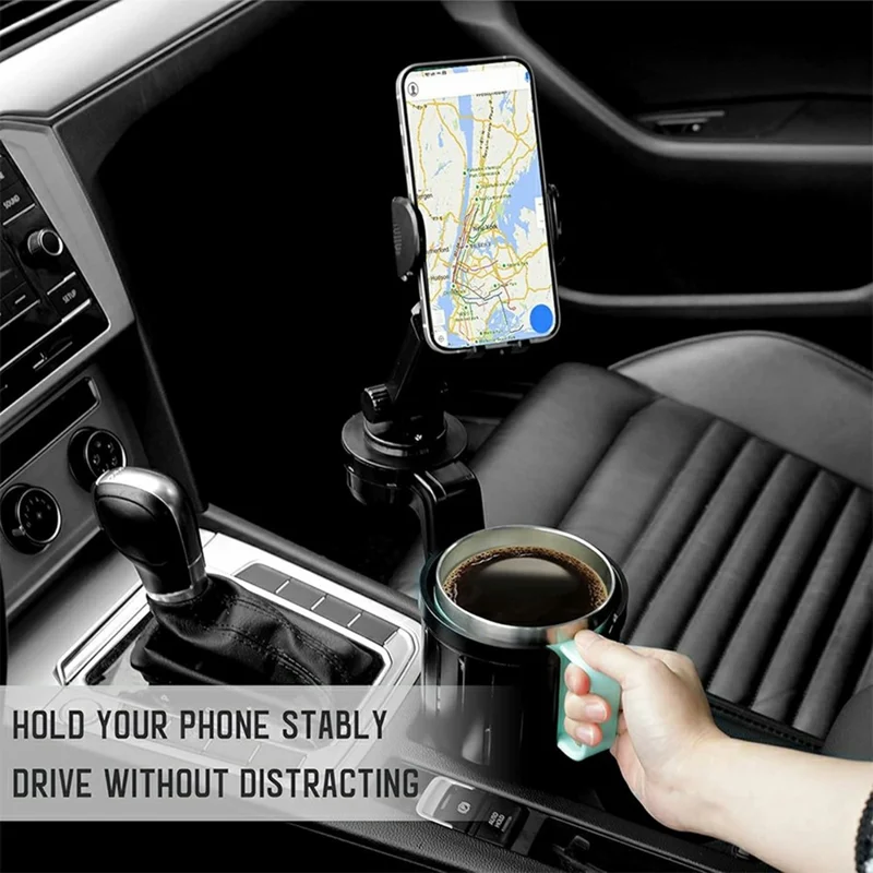 2-in-1 Car Cup Holder Expander 360 Degree Rotating Phone Mount for for Drink Bottles