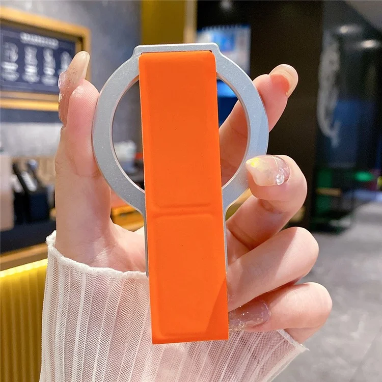 Legierung + PU-Leder Ständer kompatibel mit MagSafe Smartphone-Halterung - Silber / Orange