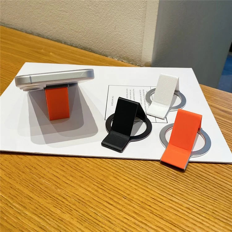 Legierung + PU-Leder Ständer kompatibel mit MagSafe Smartphone-Halterung - Silber / Orange