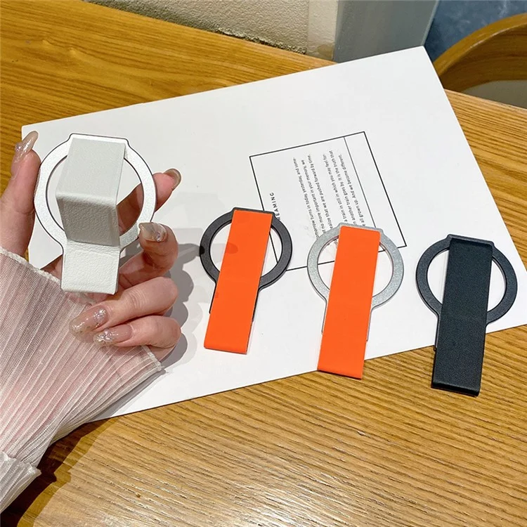 Legierung + PU-Leder Ständer kompatibel mit MagSafe Smartphone-Halterung - Silber / Orange
