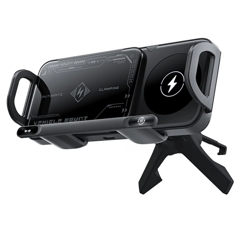 15W Car Air Outlet Rotating Wireless Charging Phone Holder (Air Outlet Model) - Grey