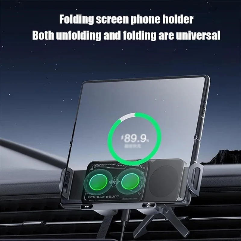 15W Car Air Outlet Rotating Wireless Charging Phone Holder (Air Outlet Model) - Grey