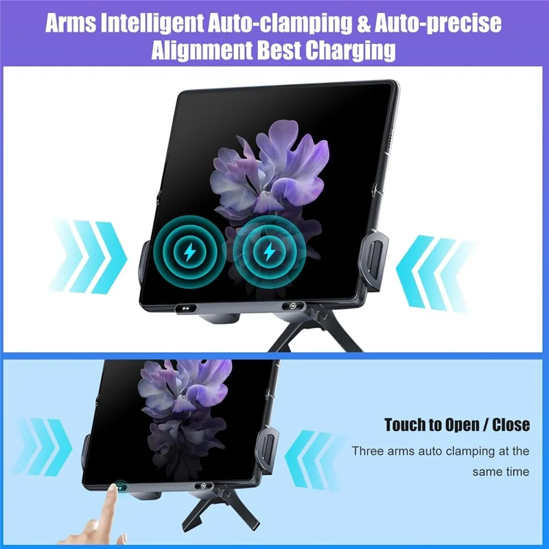 15W Car Air Outlet Rotating Wireless Charging Phone Holder (Air Outlet Model) - Grey