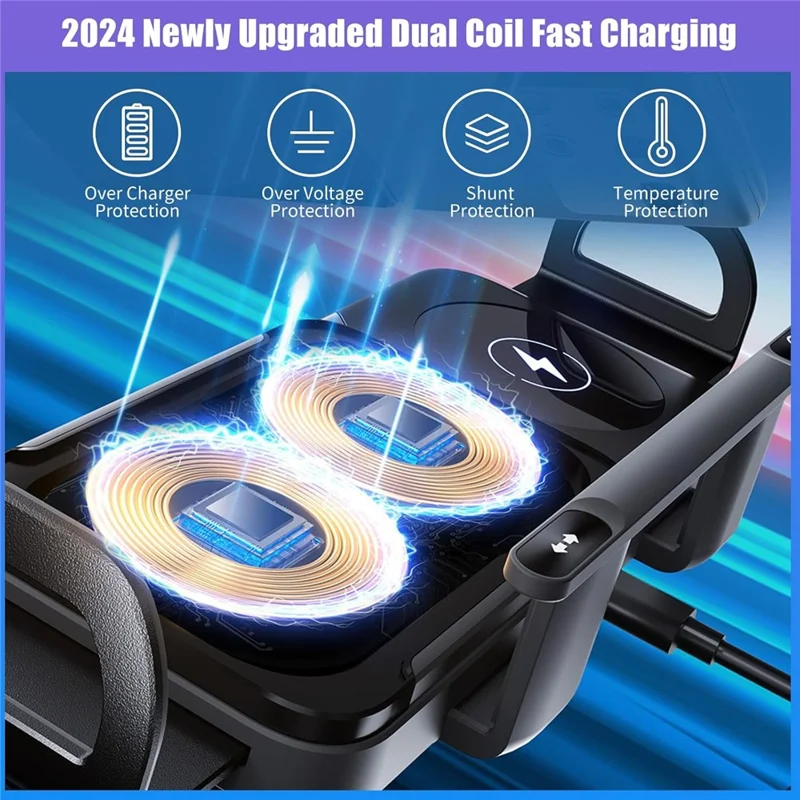 15W Car Air Outlet Rotating Wireless Charging Phone Holder (Air Outlet Model) - Grey