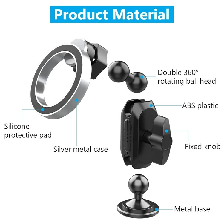 159A Adhesive Base Magnetic Car Dashboard Mount Phone Holder Bracket with 360 Degree Rotation