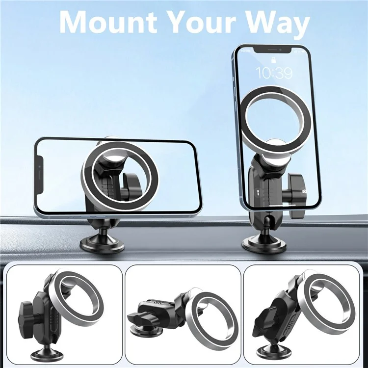 159A Adhesive Base Magnetic Car Dashboard Mount Phone Holder Bracket with 360 Degree Rotation