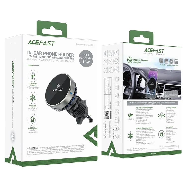 ACEFAST D40 Qi2 Magnetic Wireless Car Charger Ice Cooling Air Vent Mount Phone Holder
