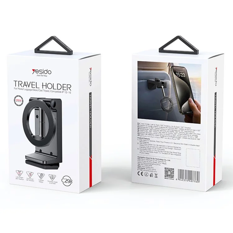 Support de téléphone portable magnétique portable de voyage YESIDO C298 en alliage de zinc réglable