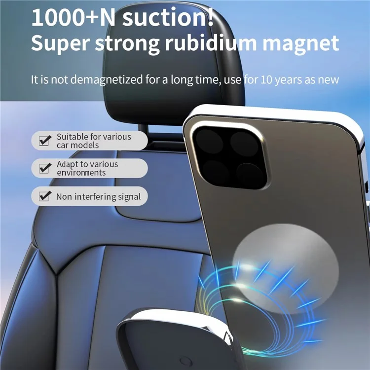 Suporte magnético para celular no painel do carro H600, feito de liga de zinco dobrável - Desbotado