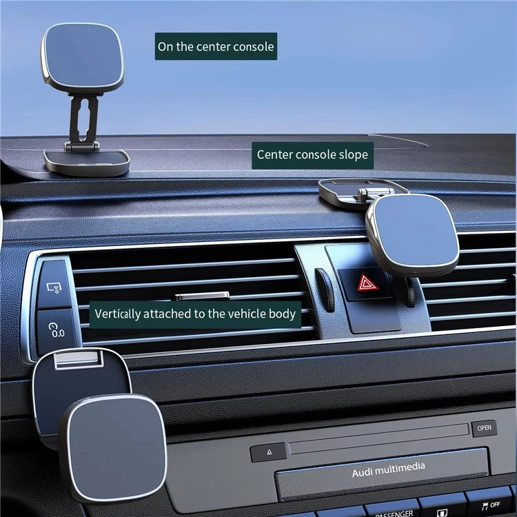 Suporte magnético para celular no painel do carro H600, feito de liga de zinco dobrável - Desbotado