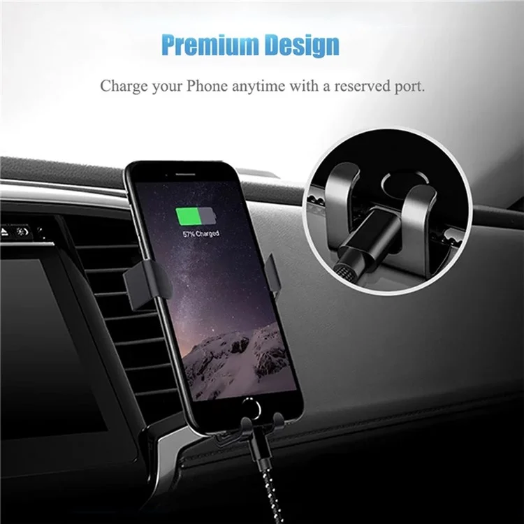 V-MMS Car Air Outlet Mount Gravity Phone Holder Y-Shape Air Vent Cellphone Bracket - Gold