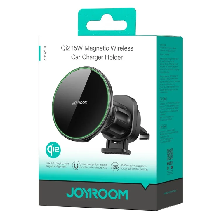 JOYROOM JR-ZS412 15W Magnetic Wireless Charger Car Mount Vent Holder, Qi2 Certified