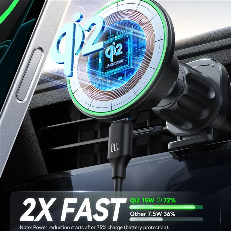 JOYROOM JR-ZS412 15W Magnetic Wireless Charger Car Mount Vent Holder, Qi2 Certified