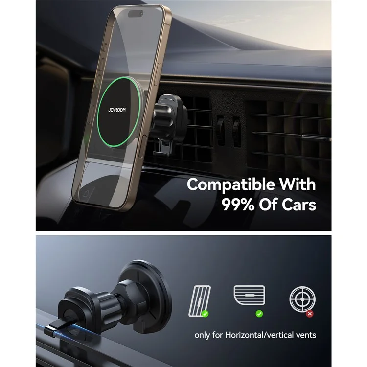 JOYROOM JR-ZS412 15W Magnetic Wireless Charger Car Mount Vent Holder, Qi2 Certified