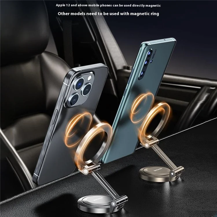 Soporte para teléfono de coche WEKOME WA-S63 Montaje magnético multifunción giratorio 360° de aleación de zinc - Gris